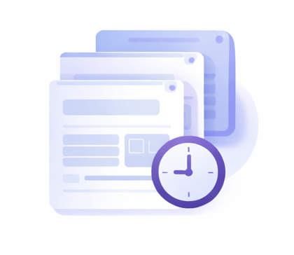 Stacked documents with clock representing automation and time management