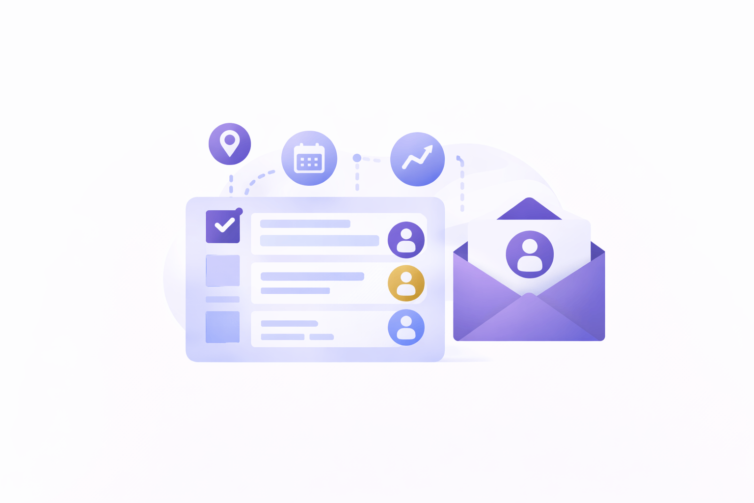 Checklist with users, calendar, and statistics